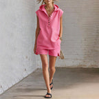 Wendy - Women's Sleeveless Hooded Top and Shorts Set