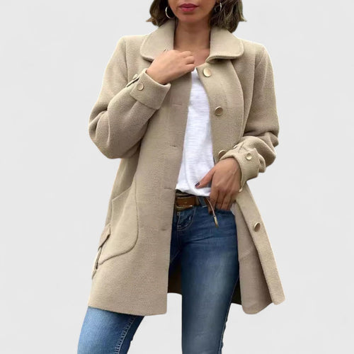 Adalaine - Women's Oversized Wool Coat with Notch Lapels