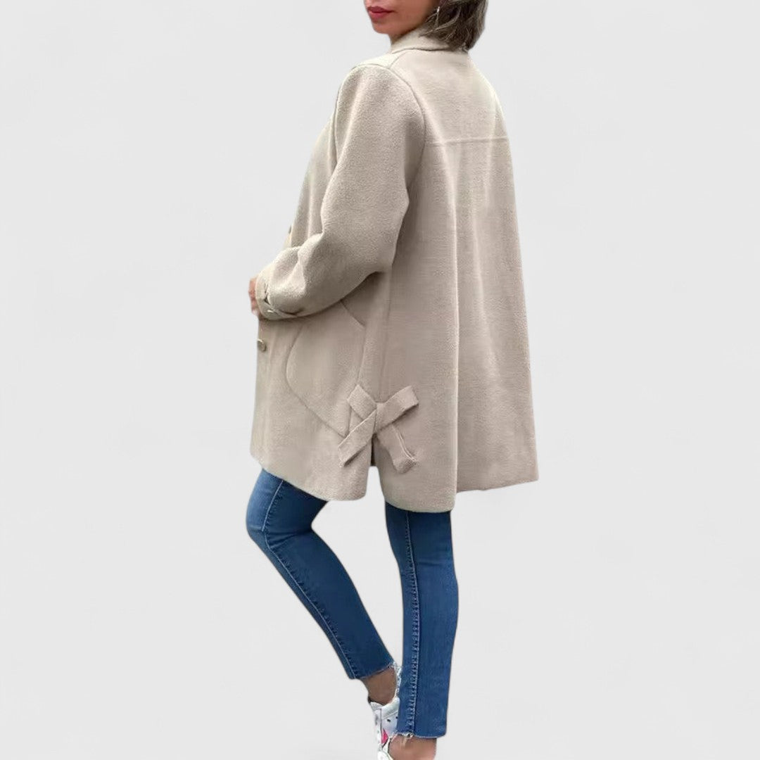 Adalaine - Women's Oversized Wool Coat with Notch Lapels