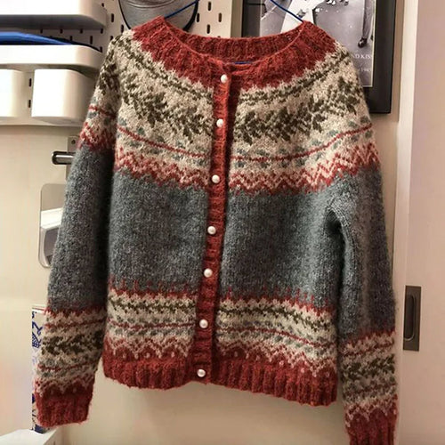 Adalyn - Women's Fair Isle Cardigan with Button Front