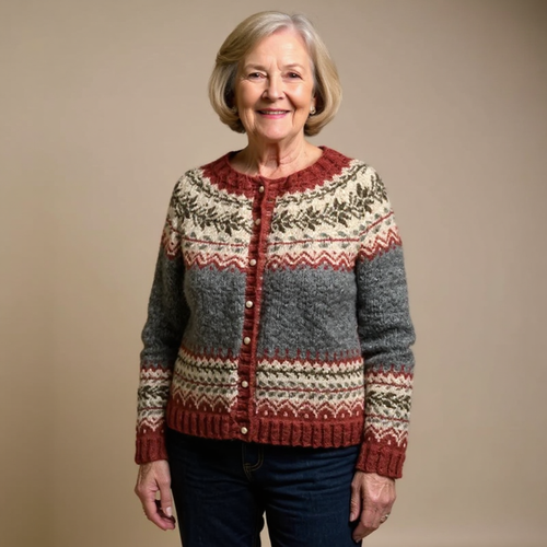 Adalyn - Women's Fair Isle Cardigan with Button Front