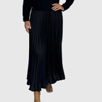 Adalyn - Women's Long Sleeve Knit Top Pleated Maxi Dress