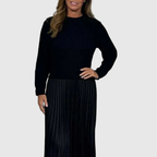 Adalyn - Women's Long Sleeve Knit Top Pleated Maxi Dress