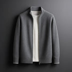 Adrien - Men's Merino Zip Jacket with Ribbed Trim