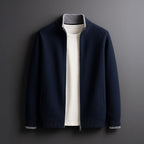 Adrien - Men's Merino Zip Jacket with Ribbed Trim