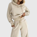 Alondra - Women's Cropped Hoodie & Wide-Leg Sweatpants Set