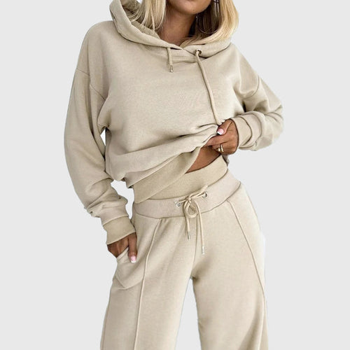 Alondra - Women's Cropped Hoodie & Wide-Leg Sweatpants Set