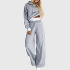 Alondra - Women's Cropped Hoodie & Wide-Leg Sweatpants Set