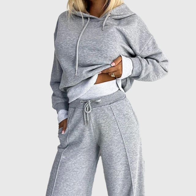 Alondra - Women's Cropped Hoodie & Wide-Leg Sweatpants Set