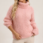 Althea - Women's Ribbed Turtleneck Pullover Sweater