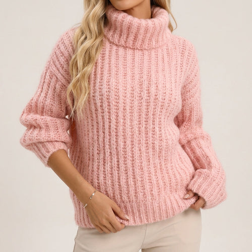 Althea - Women's Ribbed Turtleneck Pullover Sweater