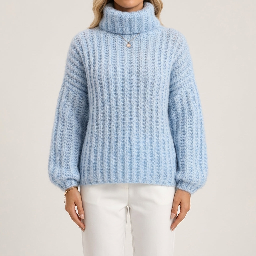 Althea - Women's Ribbed Turtleneck Pullover Sweater