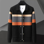 Alvin - Men's Varsity-Stripe Button-Front Knit Jacket