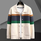 Alvin - Men's Varsity-Stripe Button-Front Knit Jacket