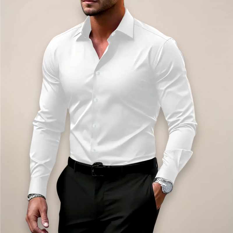 Anton - Men's Slim Fit Spread Collar Long Sleeve Oxford Shirt 3