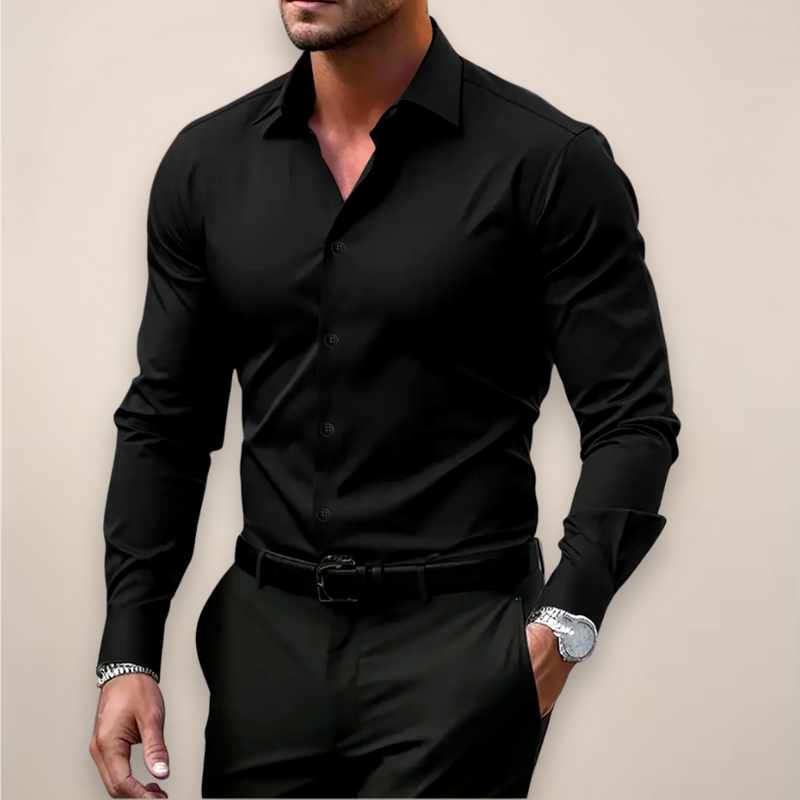 Anton - Men's Slim Fit Spread Collar Long Sleeve Oxford Shirt 5