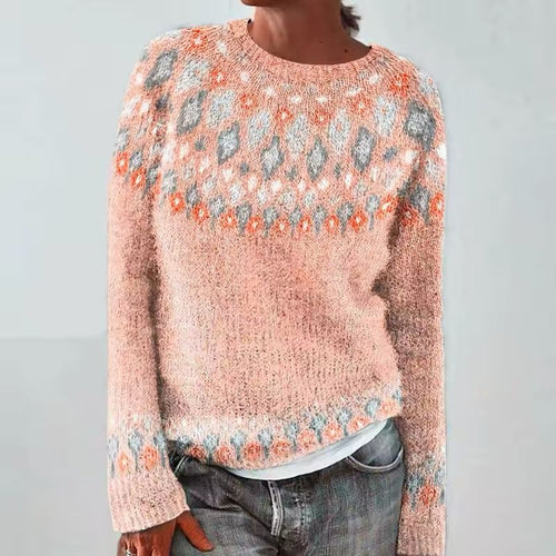 Antonella - Women's Geometric Fair Isle Crew-Neck Sweater