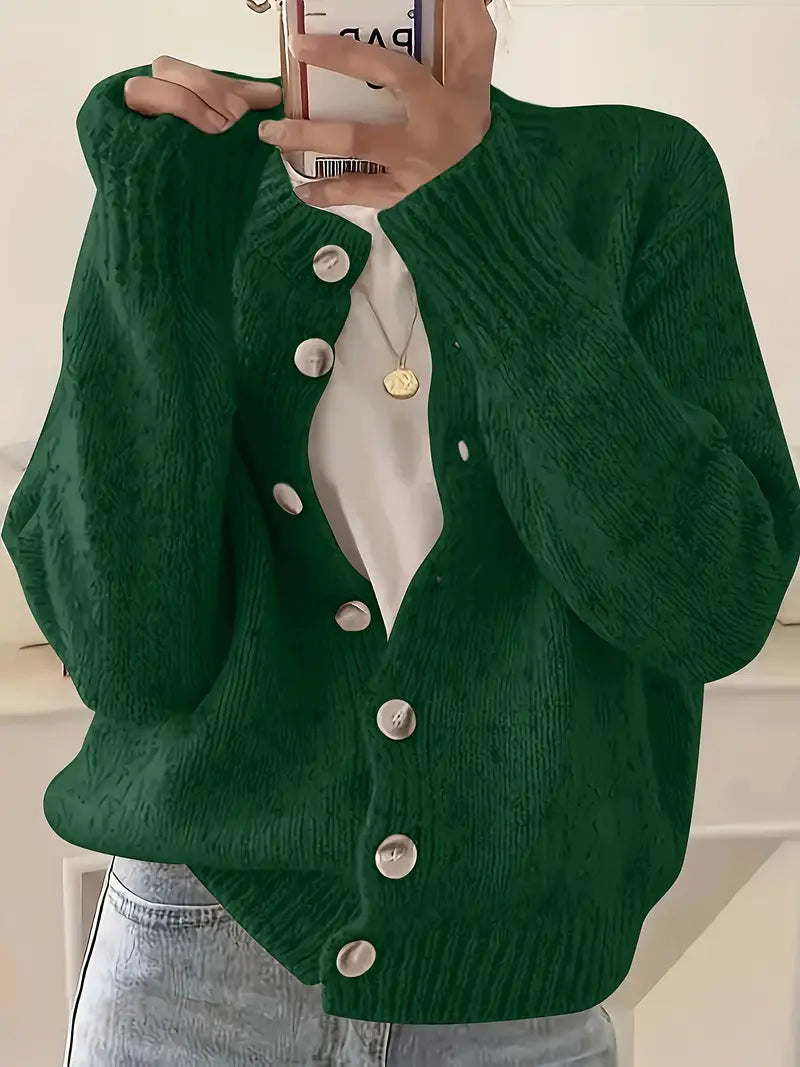 Antonella - Women's Loose Fit Button-Down Knit Cardigan
