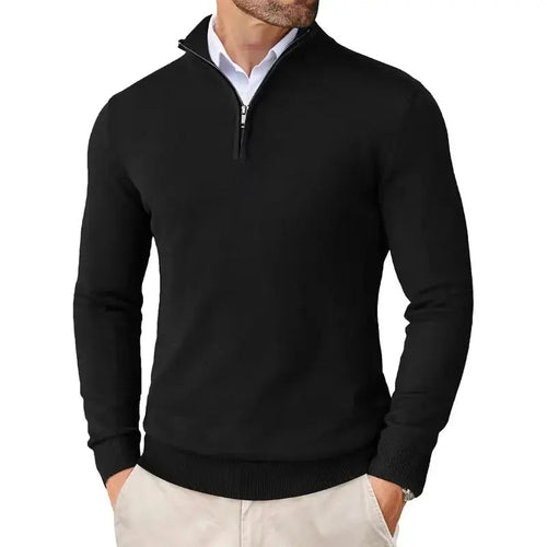 Antonio - Men's Quarter-Zip Knit Sweater with Mock Collar