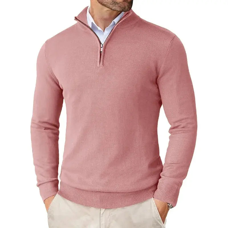 Antonio - Men's Quarter-Zip Knit Sweater with Mock Collar