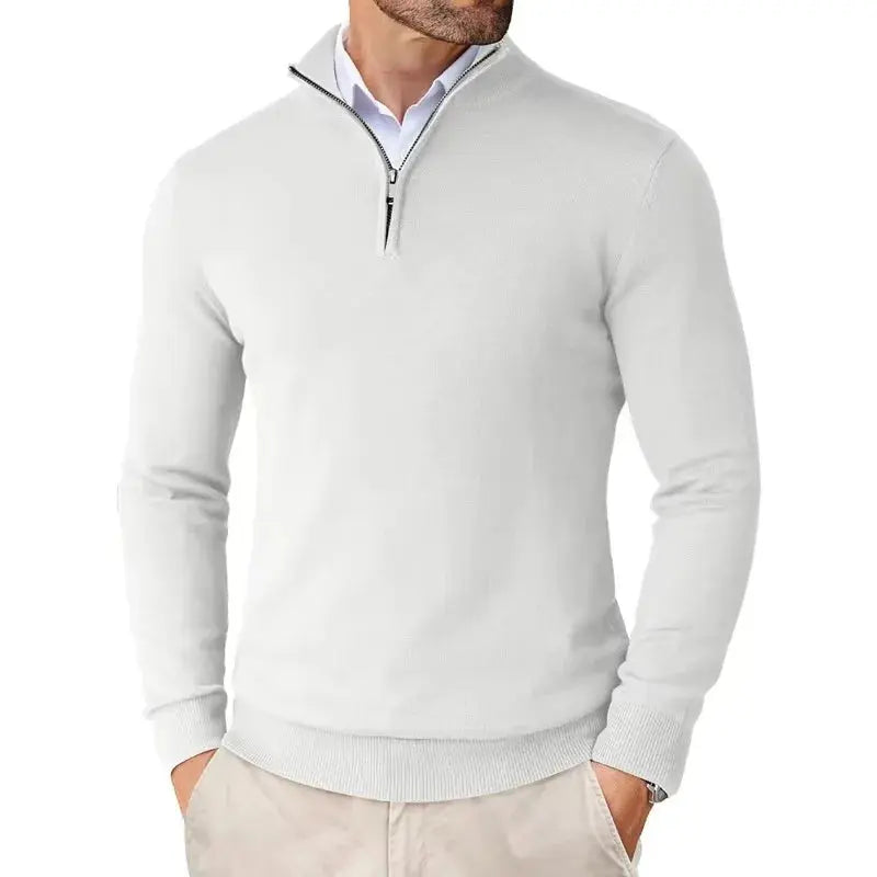 Antonio - Men's Quarter-Zip Knit Sweater with Mock Collar