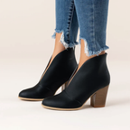 Ashanty - Women's Deep V-Cut Suede Ankle Boots