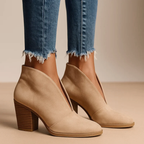Ashanty - Women's Deep V-Cut Suede Ankle Boots