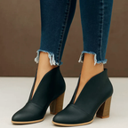 Ashanty - Women's Deep V-Cut Suede Ankle Boots