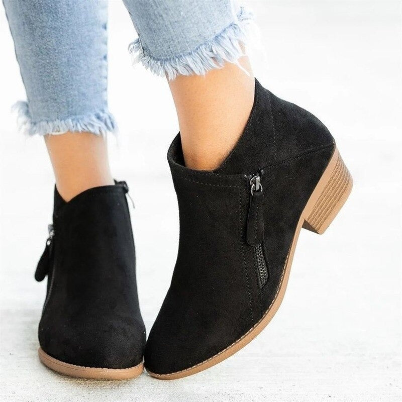 Audrey - Women's Suede Wedge Ankle Boots