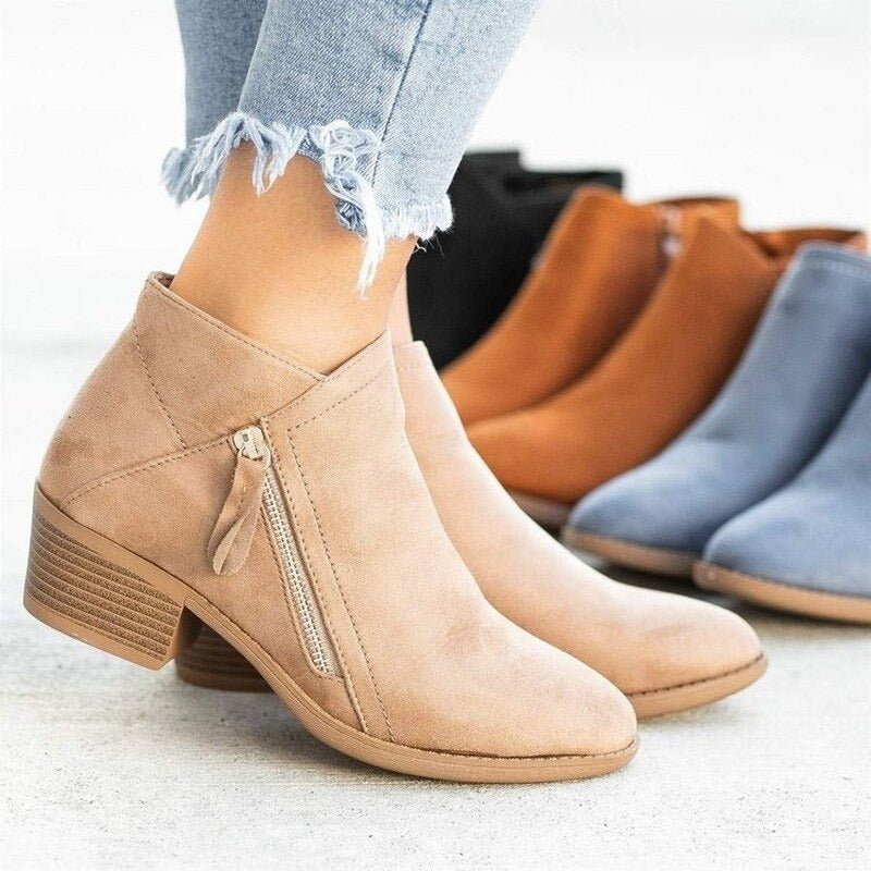 Audrey - Women's Suede Wedge Ankle Boots