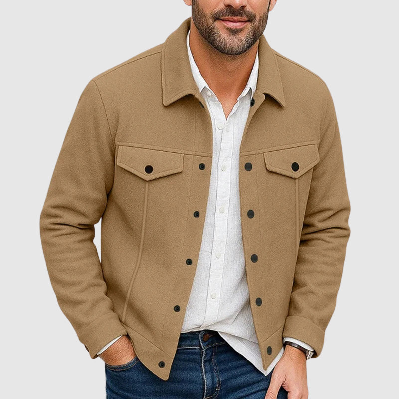 Austin - Men's Collared Shirt Jacket with Chest Pockets