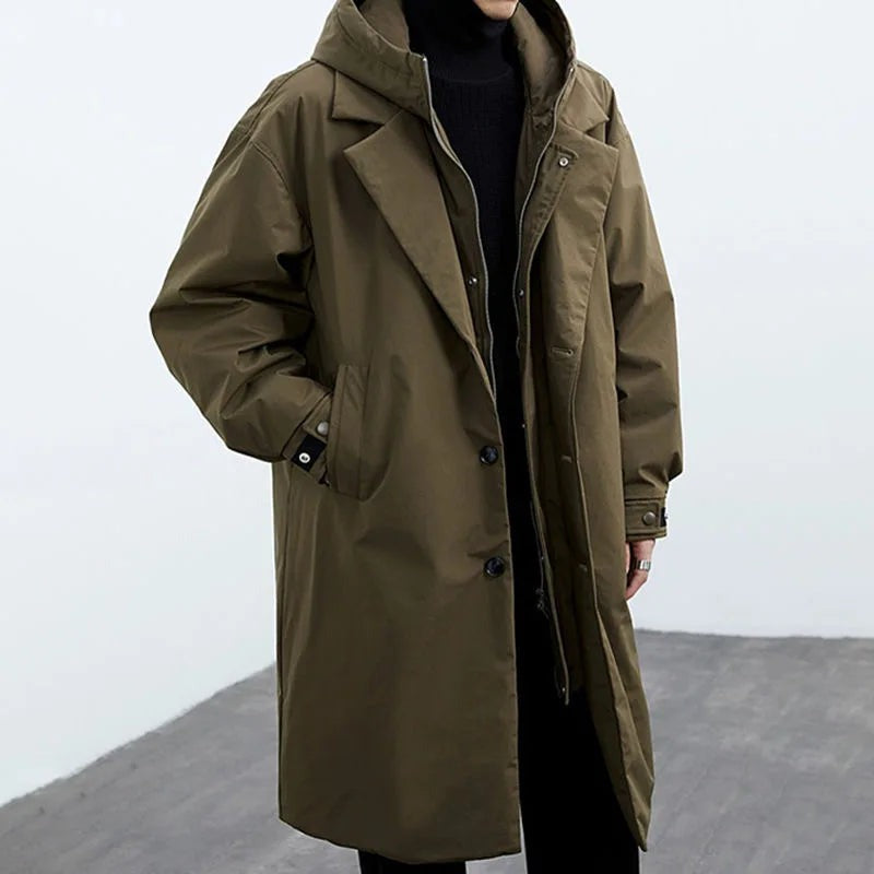Barnaby - Men's Button-Front Hooded Trench Coat