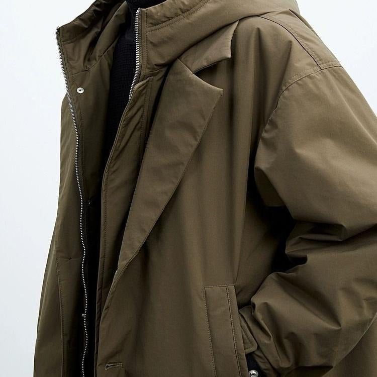 Barnaby - Men's Button-Front Hooded Trench Coat