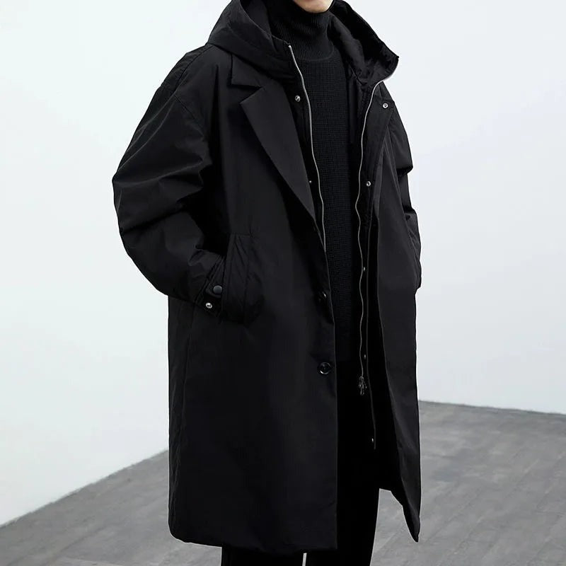 Barnaby - Men's Button-Front Hooded Trench Coat