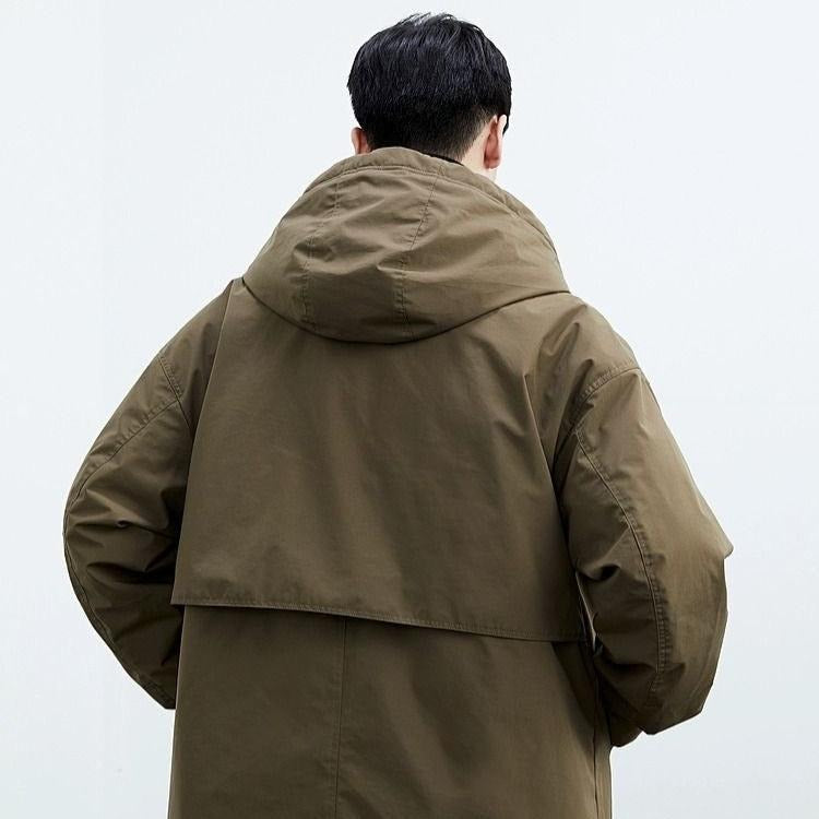 Barnaby - Men's Button-Front Hooded Trench Coat