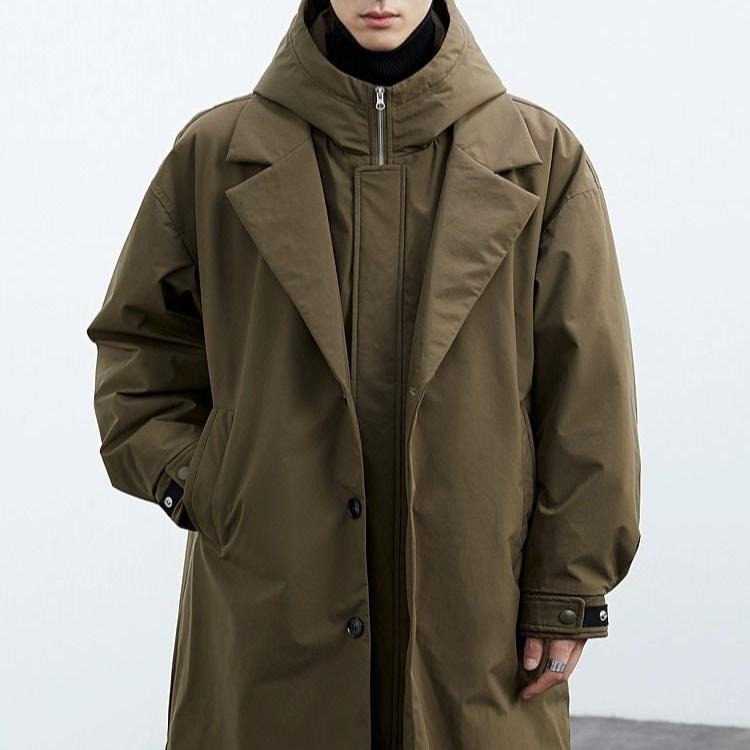 Barnaby - Men's Button-Front Hooded Trench Coat