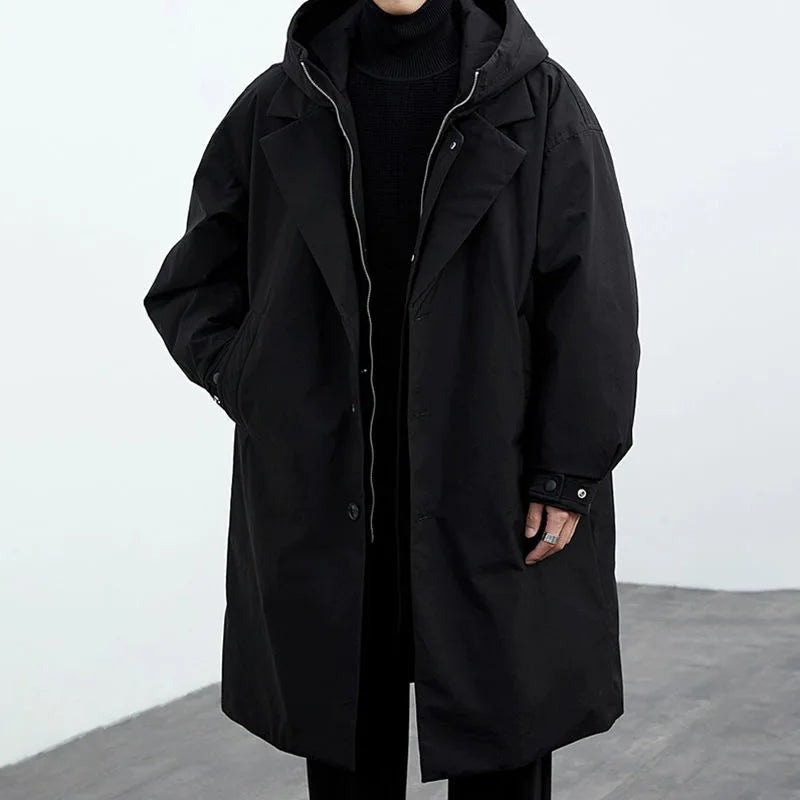 Barnaby - Men's Button-Front Hooded Trench Coat