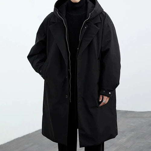 Barnaby - Men's Button-Front Hooded Trench Coat