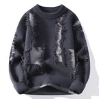 Bentley - Men's Distressed Crew Sweater with Frayed Panel Detail