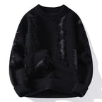Bentley - Men's Distressed Crew Sweater with Frayed Panel Detail