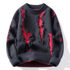 Bentley - Men's Distressed Crew Sweater with Frayed Panel Detail