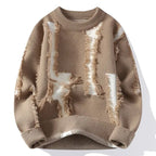 Bentley - Men's Distressed Crew Sweater with Frayed Panel Detail