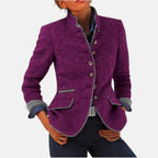 Berenice - Women's Contrast Trim Long Sleeve Fitted Blazer 5