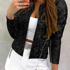 Bianca - Women's Sequined Collarless Fitted Blazer Jacket 2