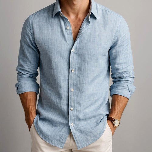 Brayden - Men's Collared Relaxed Fit Long Sleeve Shirt