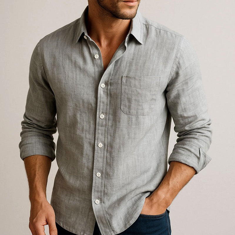 Brayden - Men's Collared Relaxed Fit Long Sleeve Shirt