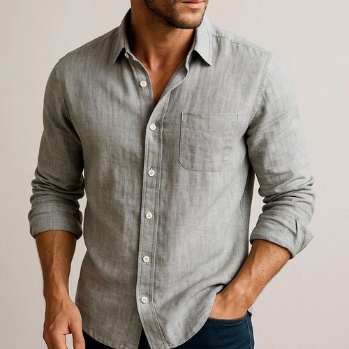 Brayden - Men's Collared Relaxed Fit Long Sleeve Shirt