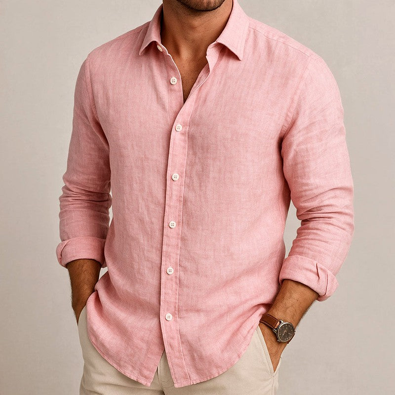 Brayden - Men's Collared Relaxed Fit Long Sleeve Shirt