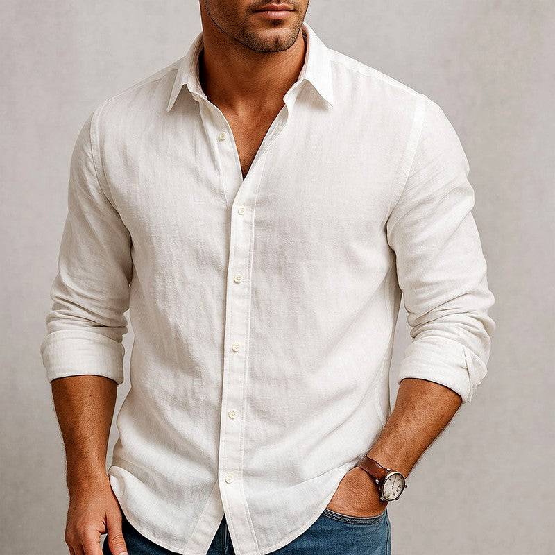 Brayden - Men's Collared Relaxed Fit Long Sleeve Shirt