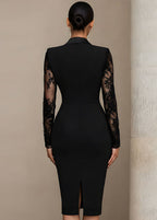 Calista - Women's Shawl Collar Blazer Dress with Lace Sleeves